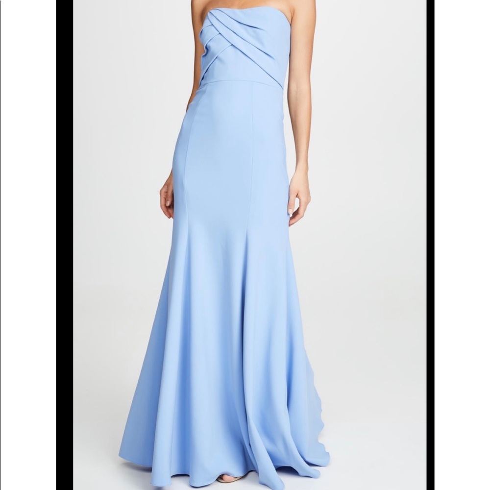 Marchesa Notte blue strapless bodice gown